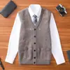 [Descuento de Outlet] Chaleco 100% Lana Pura para Hombre, Chaleco Cardigan, Chaleco de Lana con Cuello en V para Personas de Mediana Edad y Mayores
