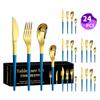 Venta caliente transfronteriza vajilla de acero inoxidable Serie Luna Creciente Cuchillo, tenedor y cuchara occidentales para 6 personas juego de 24 piezas traje de caja de color