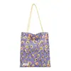 Bolsa de tela de gran capacidad para mujer, Nuevo estilo étnico 2026, Bolso de hombro con bloques de color, Bolso ligero para clase y tutoría, Bolso de hombro