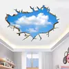 Comercio exterior transfronterizo pegatinas de pared tridimensionales que atraviesan la pared nubes luna paisaje pegatinas de pared decorativas para sala de estar fondo de pared removibles