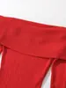 Primavera 2025 Cuello de un solo carácter Perfil de hombro sexy Falda tipo paraguas Vestido de punto Transfronterizo Comercio exterior Ropa para mujer Venta al por mayor