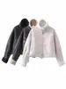 Comercio Exterior Transfronterizo Spot Ropa Europea y Americana Otoño e Invierno Estilo Nuevo Cuello Alto Cremallera Decorativa Chaqueta Corta de Motociclista