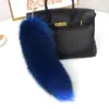 Pingente de Cauda de Raposa de Pelo Real Feito à Mão Acessório para Bolsa Chaveiro, Cordão de Pelúcia Moderno Estilo Anime