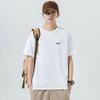 Camiseta Masculina de Verão Algodão Puro Manga Curta Transfronteiriça, Manga Meia-Manga Estilo Hong Kong, Ombro Ligeiramente Caído, Algodão Penteado, 200g, Top Oversized