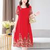 Vestido de Algodón y Seda Estilo Nuevo 2026 para Madres de Mediana Edad, Vestido Largo de Algodón Artificial para Verano por Encima de la Rodilla para Mujeres de Mediana Edad y Mayores