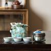 Almacenamiento de Cerámica Bolsa de Tela Portátil Pintado a Mano Juego de Té de Viaje Una Tetera Tres Tazas Vaso Expreso de Vidrio Regalo para Negocios
