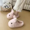 Pañuelo para la cabeza con cabeza de conejito, Zapatillas de algodón 2026 Invierno Nuevo Hogar Interior/Exterior Antideslizantes Cálidas Lindas Zapatillas de Felpa