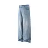 Calça Jeans Reta Lavada Vintage Estilo Retro Americano Nanxia para Homens, Primavera Versátil High-Street Solta de Perna Larga Casual