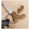 Nuevas Botas Martin de Plataforma Estilo Británico Otoño 2026 para Mujer, Punta Redonda, Boca Baja, Tacón Grueso, Antideslizantes, Resistentes al Desgaste, Botas de Moda
