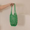 Bolsa Tejida de Algodón Hueco de Corea del Sur Nueva Bolsa de Hombro Tejida a Mano de Paja Bolsa de Red de Pesca Bolsa de Playa para Vacaciones en la Costa Bolso de Mujer