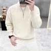 Suéter de Punto Trenzado con Media Cremallera Estilo Old Money Vintage para Otoño e Invierno, Engrosado, para Parejas, Ropa de Punto Casual para Hombre
