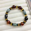 Pulseira de Ágata com Contas Dzi Antigas de Xizang, Contas Dzi de Estilo Antigo, Pulseira com Contas Dzi de Três Olhos de Xizang, Transmissão ao Vivo de Fornecimento de Jade