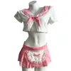 Lencería JK Sexy Puro Deseo Falda Plisada Ultracorta Uniforme de Conejita Estudiante Fácil de Quitar Conjunto de Dos Piezas Fácil de Quitar 4132