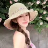 Sombrero de Paja Tejido con Flores de Ala Ancha para Mujer de Verano Sombrero de Sol Versátil para la Costa Sombrero de Pescador Sombrero de Sol para la Playa