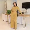 Y1310 Ropa Femenina Transfronteriza Europea y Americana Suministro de Amazon Moda Urbana Casual Pantalones de Pierna Ancha Sueltos Rayados Conjunto de Dos Piezas