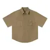 Rumeng 2026 Camisa Casual Holgada de Manga Corta Retro Americana Unisex Marca de Tendencia Verano Color Sólido Camisa de Manga Corta para el Trabajo