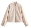 Jaqueta bomber feminina AliExpress Explosions fashion casual solta de manga comprida com zíper e gola transfronteiriça europeia e americana