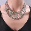 Nuevo Producto Transfronterizo Europeo y Americano, Collar de Cadena Gruesa con Retrato de Reina en Relieve de Doble Capa Personalizado para Mujer, Accesorio Simple y Versátil