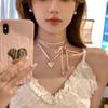 Edad de niña ~ collar de amor con correa de cinta lujo ligero diseño de nicho sentido de diseño gargantilla cadena de clavícula accesorios de collar