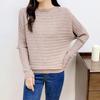 Suéter de Manga Morcego Top Feminino Costurado Manga Longa Estilo Coreano Malha Casual Feminina Camiseta Básica Ombro a Ombro Novo Modelo 2026
