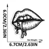 Parche Bordado Corazón Labios Blanco y Negro Estilo Punk Calavera Ojos Personalizado Parche Bordado por Computadora Parche Decoración para Ropa