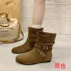 Otoño 2026 Nuevas Botas de Media Caña Retro de Cuero Mate con Hebilla Estilo Británico Adelgazantes Botines Occidentales Botas de Caballero A901