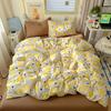 Juego de cuatro piezas de algodón lavado Estilo de dibujos animados Sábanas estampadas Juego de tres piezas Dormitorio de estudiantes Agradable para la piel Verano Sábanas ajustables Ropa de cama