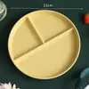Prato de Jantar Dividido de Palha de Trigo Estilo Japonês Redondo de Aparência Sofisticada Prato de Jantar Redutor de Gordura Criativo para Casa Prato de Frutas Prato de Café da Manhã
