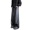 Pantalones de cuero PU estilo motociclista americano para hombre, marca de moda para primavera y otoño, sensación de alta gama, pantalones casuales holgados rectos de pierna ancha, diseño de nicho