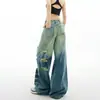 Jeans vintage rasgados degradados para hombre y mujer, nuevo corte holgado, adelgazantes, versátiles, pantalones largos rectos de pierna ancha con caída, largos