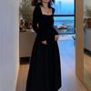 Vestido Negro de Base para Mujer Primavera 2026, Elegante Estilo Socialité, Vestido Largo Adelgazante Estilo Hepburn, Pequeño Vestido Negro de Alta Gama