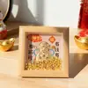 Próspero e auspicioso Deus da Riqueza e Fortuna - Moldura Decorativa para Mesa - Caligrafia e Pintura - Expositor Criativo para Escritório e Sala de Estar