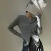 Chaqueta Cardigan de Punto Versátil Estilo Coreano de Lana Sintética para Primavera y Verano, Prenda Interior Chic, Suéter Rayado, Top Estilo Chanel para Mujer