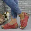 Sandalias Europeas y Americanas de Tira Cruzada con Suela Gruesa para Mujer 2025 Nuevos Zapatos de Moda para Mujer Cómodos de Correa Única Estilo Europeo y Americano Tacón de Cuña Venta al por Mayor Tallas Grandes