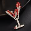 Broche de Esmalte Estilo Amara 2023 para Mujer, Trébol Verde de Cinco Hojas con Diamantes, Flecha de Cupido, Lápiz Labial Clásico, Perla