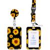 Nuevo Portatarjetas con Cordón Retráctil Fácil de Jalar de Margarita Fresca, Girasol, Cielo Estrellado, Estampado de Leopardo Salvaje, Juego de Hebilla Fácil de Jalar