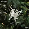 Colgante Blanco de Forma Irregular con Brillantina y Polvo Dorado Adorno de Alas de Ángel, Decoración Individual para Árbol de Navidad