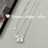 Estilo Minimalista Coreano Joyería de Plata Plata de Ley S925 Cuadrado Geométrico Cepillado Ensamblado Collar Cadena para Clavícula Estilo Ins