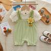Mono de verano para bebé, ropa fina para bebé, ropa tridimensional con pequeñas flores para recién nacidos, ropa de bebé de manga corta