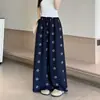Pantalones Anchos de Pierna Ancha Casuales Adelgazantes Holgados con Caída Estampados Vintage de Algodón Tencel Primavera/Verano 2026 para Mujer de Cintura Alta Finos