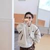 Jaqueta de Outono para Meninos Estilo Coreano Jaqueta Cardigan Legal para Crianças Maiores Color Blockada Falsa de Duas Peças Jaqueta de Baseball Infantil