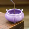 Quemador de incienso de tres patas color morado lila del fabricante para uso doméstico, porta incienso para interiores, base vintage para varillas de incienso, quemador de incienso estilo chino