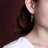 Pendientes de plata de ley Yilu S925 con diseño de zorro personalizado retro de jaspe hetiano natural bañado en oro para mujer, pendientes de gancho para la oreja