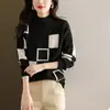 Suéter Rojo de Punto Base de Cachemira Holgado Estilo Coreano Nuevo para Mujer Talla Grande Otoño e Invierno 2026 de Media Altura, Moderno