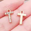 Colgantes de Letra P del Alfabeto Inglés en Oro de 26 Quilates con Diamantes, Dijes Mayúsculos en Inglés, Collares Pendientes DIY, Accesorios de Joyería Transfronterizos