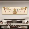 Cinco bendiciones para el hogar: una pintura decorativa grande de estilo horizontal para la sala de estar, adecuada para colgar en la pared del fondo del sofá, o como un mural temático de calabaza al estilo chino para el cabecero de la cama del dormitorio