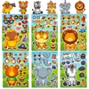 6 Hojas/Paquete Abastecimiento Directo Transfronterizo Pegatinas de Cambio de Rostro de Animales Lindos Pegatinas de Animales de Dibujos Animados Educación Temprana para Niños Pegatinas de Rompecabezas Hechas a Mano