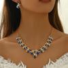 Colar e Brincos Atmosféricos de Noiva Zircônia Conjunto de Joias de Casamento Acessórios para Vestido de Noiva de Gala Joias para Banquete de Casamento Mulheres