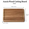 Tabla de cortar de madera de acacia transfronteriza para uso doméstico, con ranuras, tabla de cortar de madera maciza para frutas, verduras y carne, al por mayor