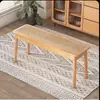 Popular banco largo de madera maciza y ratán estilo nórdico, taburete redondo, diseño nuevo y duradero, adecuado como taburete de noche, taburete para cambiarse los zapatos, silla de comedor para sala de estar, o mueble de dormitorio, estilo moderno